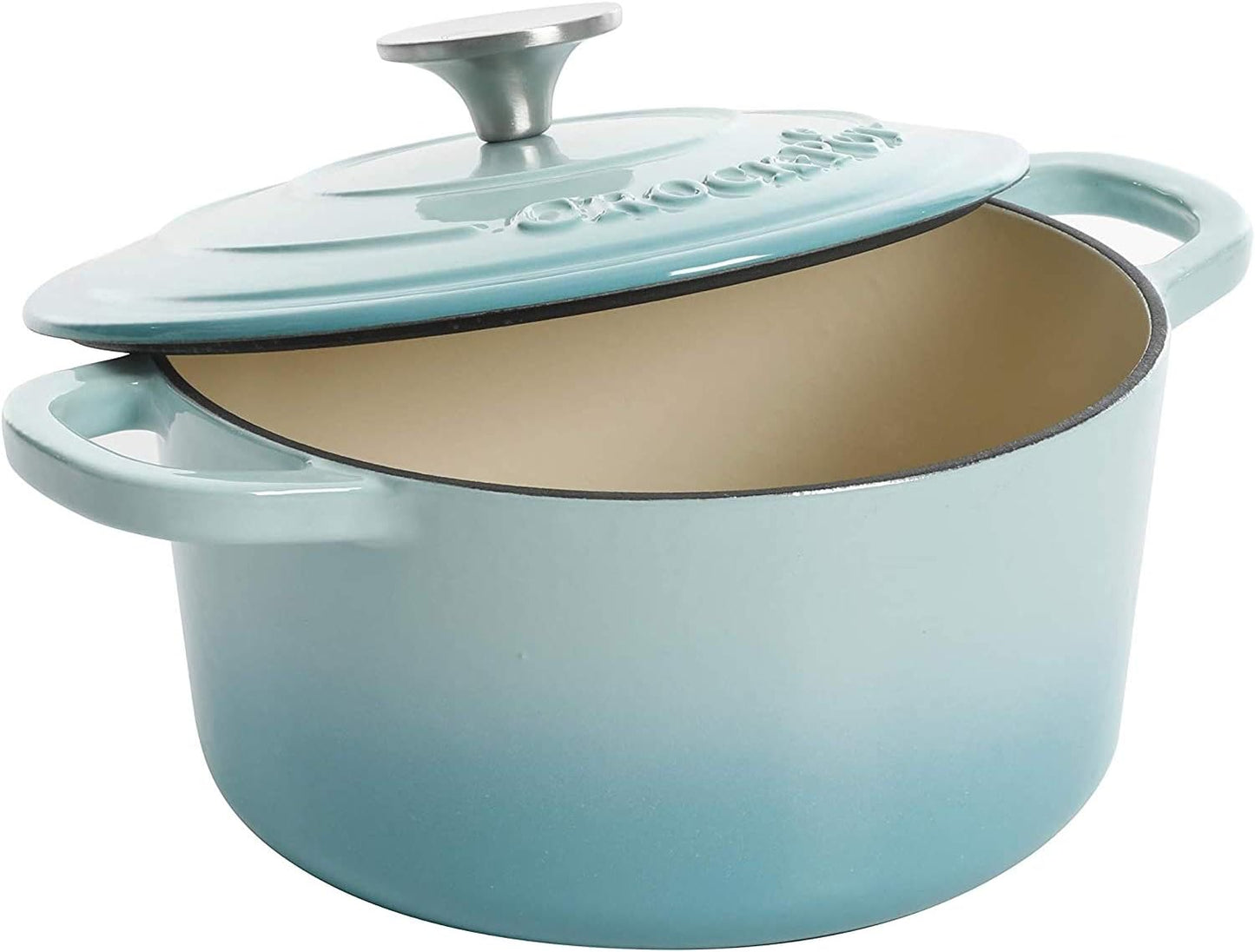 3 Quart Enameled Cast Iron Dutch Oven – Aqua - Curated Catalog S5